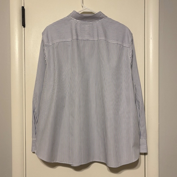 LRL Ralph Lauren Women's Plus Blue Stripe Non-Iron Button-Front Shirt Top 2X - Picture 5 of 10